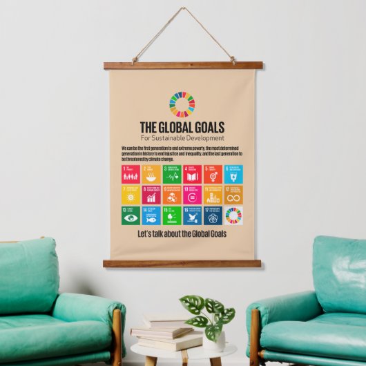 Inspire Change & Sustainability Art Wood-Framed 吊り下げ型タペストリー (リビング)