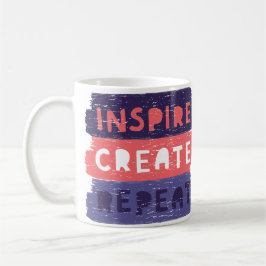 Inspire Create Repeat Mug – Motivational Artistic コーヒーマグカップ