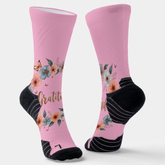 Inspire Gratitude with Every Step | Floral Pink At ソックス (傾斜あり)