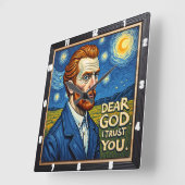 Inspired: Dear God I Trust You スクエア壁時計 (傾斜)