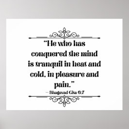 Inspired Grey Minimalist Bhagavad Gita Quote ポスター