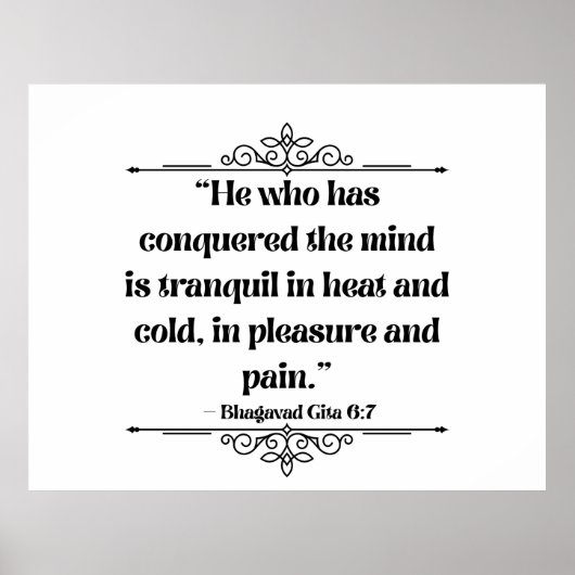 Inspired Grey Minimalist Bhagavad Gita Quote ポスター (正面)