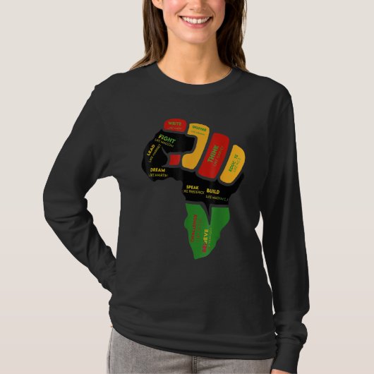 Inspiring Black Leaders Power Fist Hand Black Hist Tシャツ (正面)