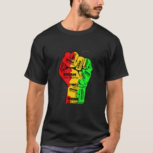 Inspiring Black Leaders Power Fist Hand Black Hist Tシャツ (正面)