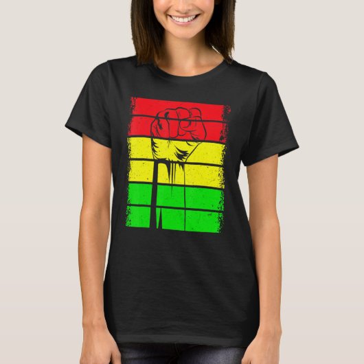 Inspiring Black Leaders Power Fist Hand Black Hist Tシャツ (正面)