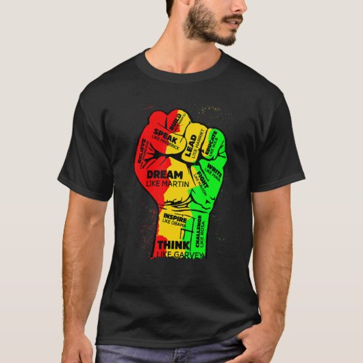 Inspiring Black Leaders Power Fist Hand Black Hist Tシャツ (正面)