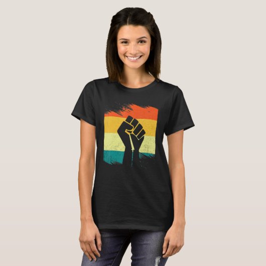 Inspiring Black Leaders Power Fist Hand Black Hist Tシャツ (正面フル)