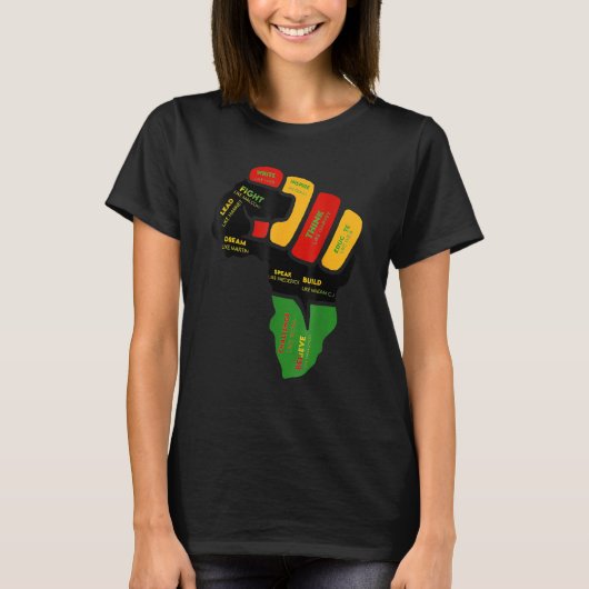 Inspiring Black Leaders Power Fist Hand Black Hist Tシャツ (正面)