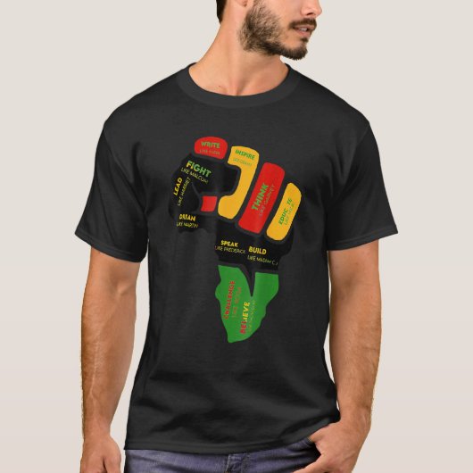 Inspiring Black Leaders Power Fist Hand Black Hist Tシャツ (正面)