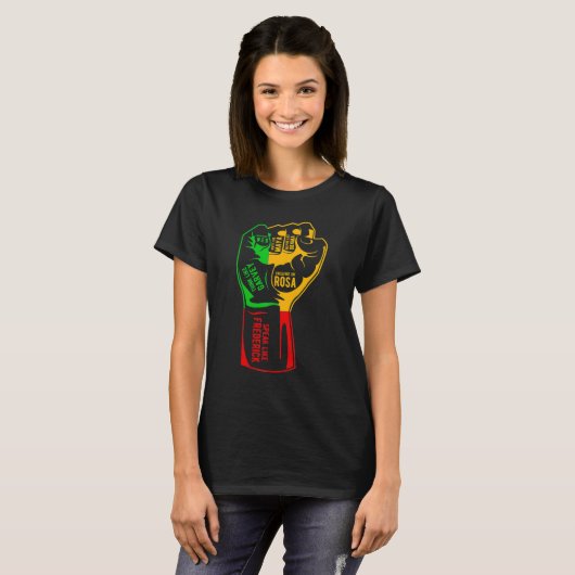 Inspiring Black Leaders Power Fist Hand Black Hist Tシャツ (正面フル)