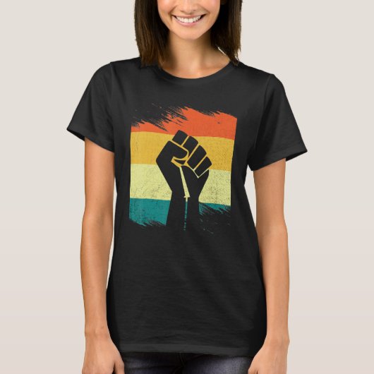 Inspiring Black Leaders Power Fist Hand Black Hist Tシャツ (正面)