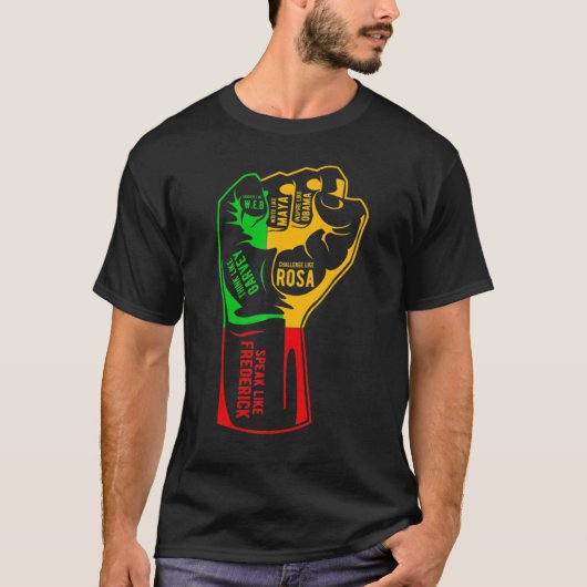 Inspiring Black Leaders Power Fist Hand Black Hist Tシャツ (正面)