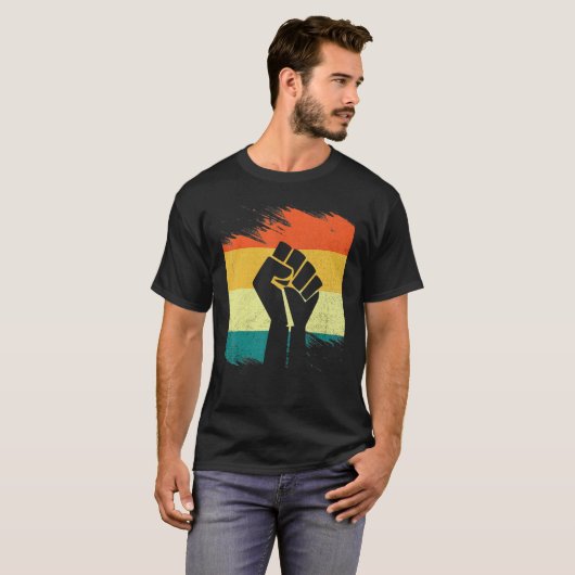 Inspiring Black Leaders Power Fist Hand Black Hist Tシャツ (正面フル)