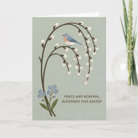 Inspiring Easter Peace Renewal Bluebird Willow シーズンカード (正面)