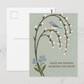 Inspiring Easter Peace Renewal Bluebird Willow ポストカード (正面/裏面)