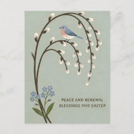 Inspiring Easter Peace Renewal Bluebird Willow ポストカード