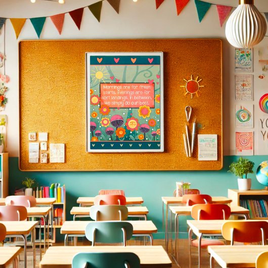 Inspiring Floral Fresh Starts Quote ポスター