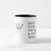 Inspiring funny design Jesus loves you and I try マグカップ (中央)