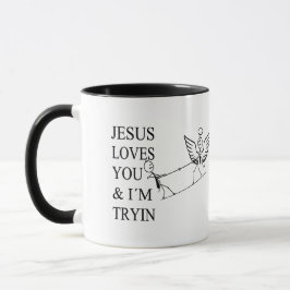 Inspiring funny design Jesus loves you and I try マグカップ
