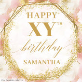 Inspiring Light Pink Rustic Gold Birthday Gift Bag ミディアムペーパーバッグ