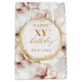 Inspiring Light Pink Rustic Gold Birthday Gift Bag ミディアムペーパーバッグ (正面)