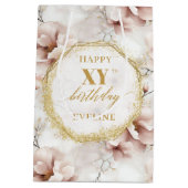 Inspiring Light Pink Rustic Gold Birthday Gift Bag ミディアムペーパーバッグ (裏面)