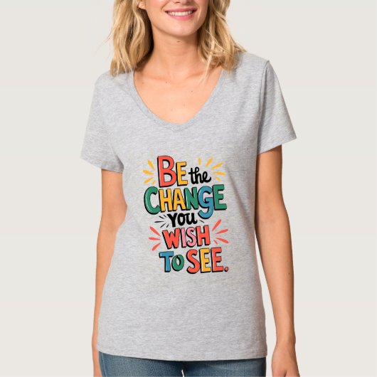 Inspiring Quote Tee: Be the Change Tシャツ (正面)