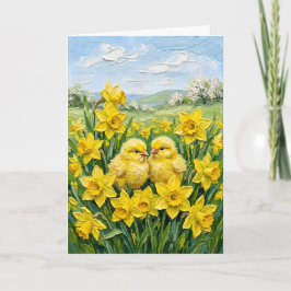 Inspiring Spring Baby Chicks Daffodils Easter Art シーズンカード