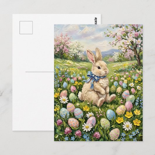 Inspiring Spring Easter Eggs And Bunny ポストカード (正面/裏面)