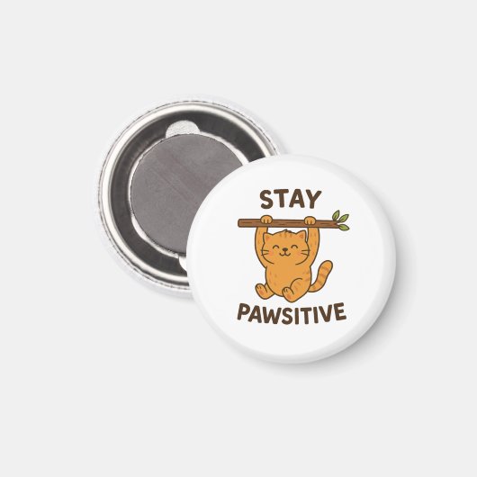  Inspiring "Stay pawsitive" Quote Print マグネット (正面/裏面)