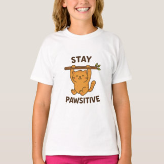 Inspiring "Stay pawsitive" Quote Print Tシャツ