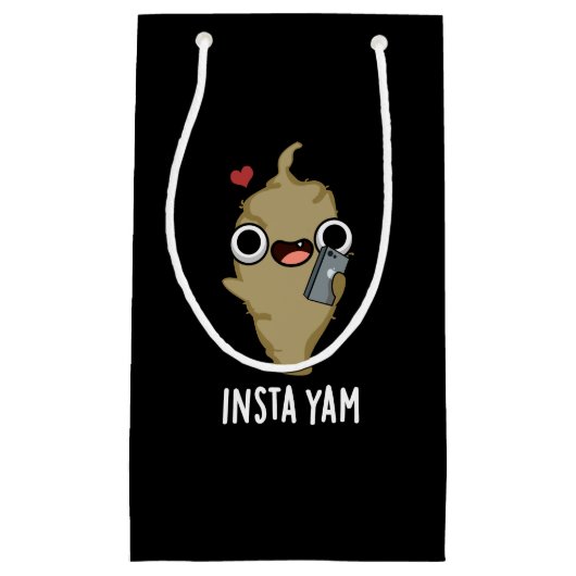 Insta-yamソーシャルメディおもしろいアVeggie Pun Dark BG スモールペーパーバッグ (正面)