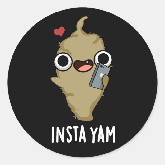 Insta-yamソーシャルメディおもしろいアVeggie Pun Dark BG ラウンドシール (正面)