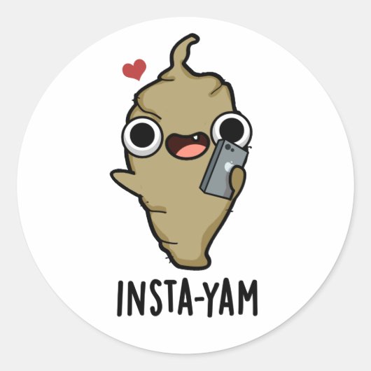 Insta-yam面白いソーシャルメディアVeggie Pun ラウンドシール (正面)