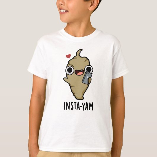 Insta-yam面白いソーシャルメディアVeggie Pun Tシャツ (正面)