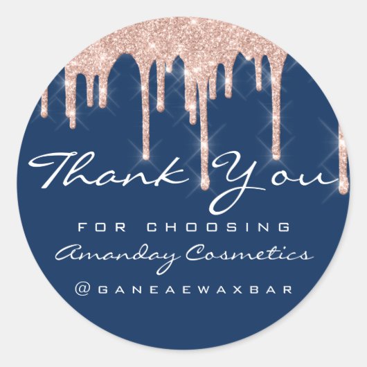 Instagra Drips Navyを選んでくれてありがとうバラ ラウンドシール (正面)