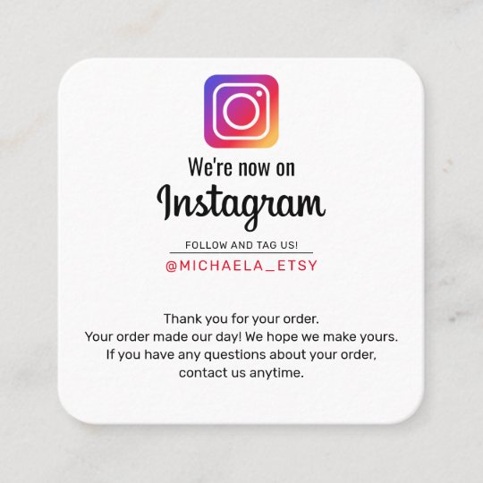 Instagram購入メモ感謝していの販促 スクエア名刺 Zazzle Co Jp