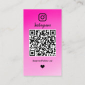 InstagramかわいいピンクグラデーションのQRコードソーシャルメディア 名刺 (裏面)