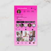 InstagramかわいいピンクグラデーションのQRコードソーシャルメディア 名刺 (正面)