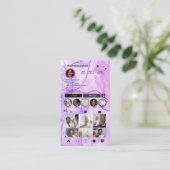 Instagramかわいい紫の大理石QRコードソーシャルメディア 名刺 (スタンド正面)