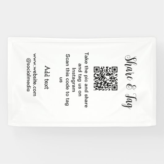 Instagramでシェアしてタグ付け QRコードをスキャンしてウェブサイトを追加 横断幕 (横)