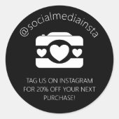 Instagramでタグ付けして割引を受ける商品ステッカー ラウンドシール (正面)