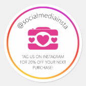 Instagramでタグ付けして割引を受ける商品ステッカー ラウンドシール (正面)