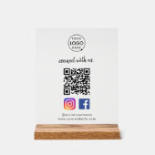 Instagramと接続FacebookソーシャルメディアQR アクリルサイン (正面)