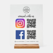 Instagramと接続FacebookソーシャルメディアQR アクリルサイン (正面)