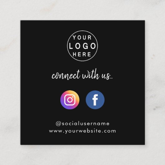 Instagramと接続FacebookソーシャルメディアQR スクエア名刺 (正面)