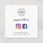 Instagramと接続FacebookソーシャルメディアQR スクエア名刺 (正面)