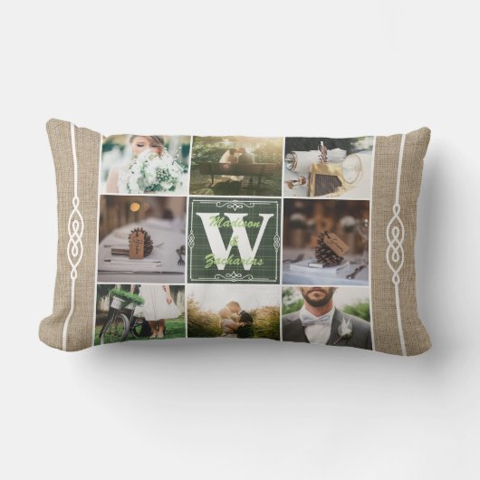 Instagramのあなた自身の素朴な結婚のコラージュを作って下さい ランバークッション (正面)