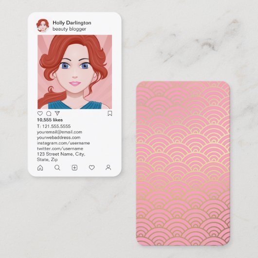 InstagramのスタイルのWashiの背景 名刺 (正面/裏面)