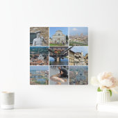 Instagramのスタイル旅行写真 スクエア壁時計 (ホーム)